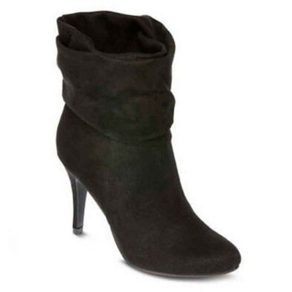NWT in Box Gorgeous Olsenboye Sz 10 Suede Slouchy Black Ankle Heel Boots Booties